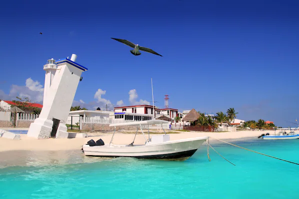 Puerto Morelos Beach near Secrets Riviera Cancun Resort & Spa with turquoise Caribbean waters and white sand